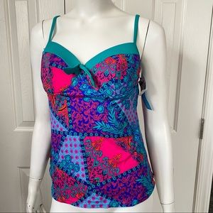 NEW JUST BEACHIN 1970 vibe tankini swimsuit top 12